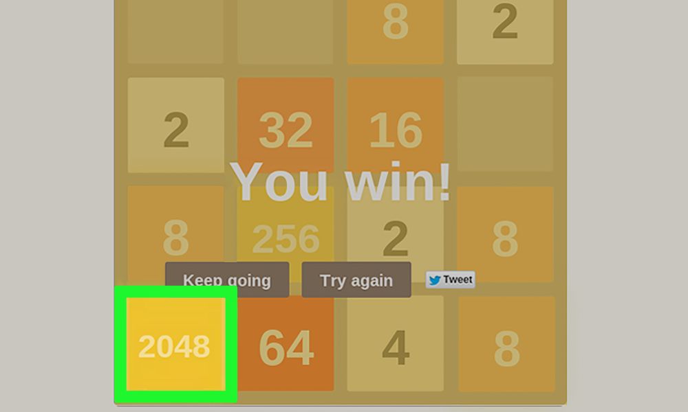 Reach the 2048 tile to win