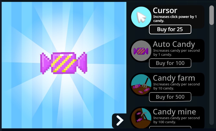 Shop in Coolmath games Candy Clicker