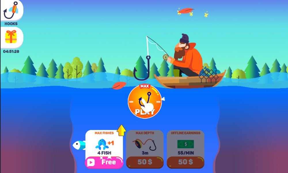 Interface of Tiny Fishing cool math