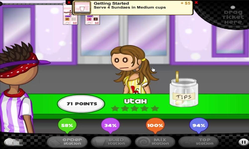 Interface of papas freezeria cool math games