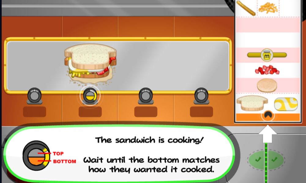Cooking the sandwich