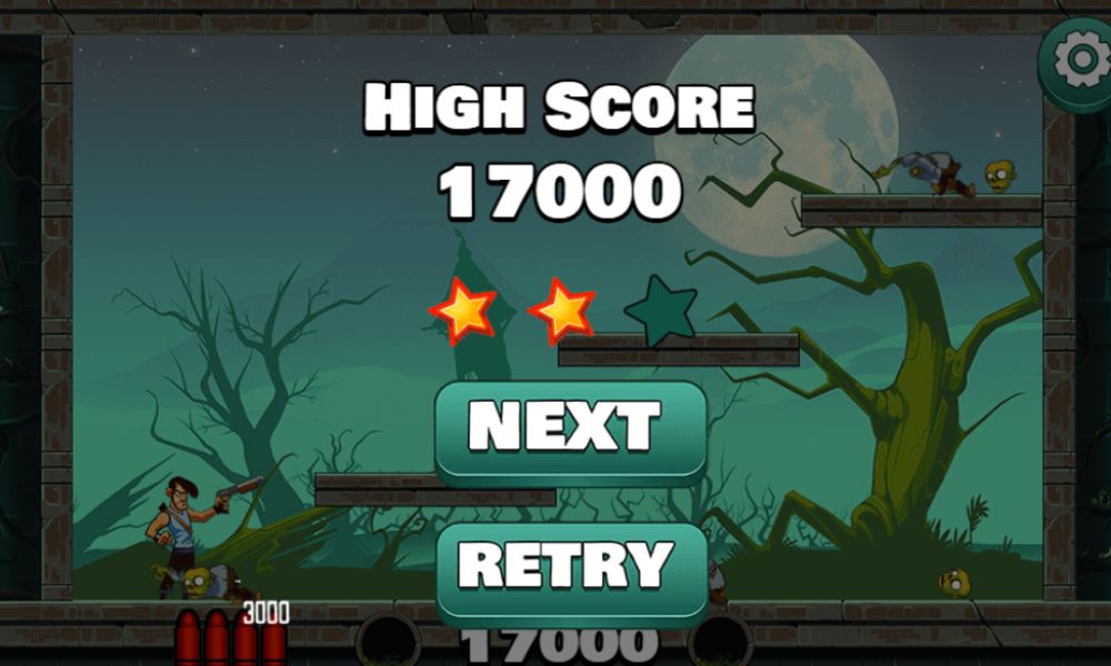 High score is 17000 with 2 stars